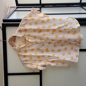 Madewell yellow flower button down shirt